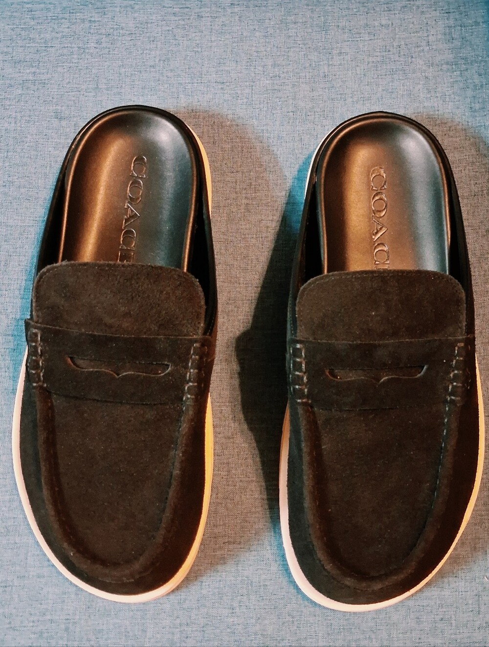 Men's Coach Slip-On Suede Loafers in Black